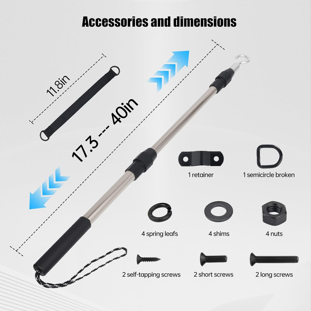 Extendable Attic Ladder Pull Down System (17.3In - 40In) with Accessories