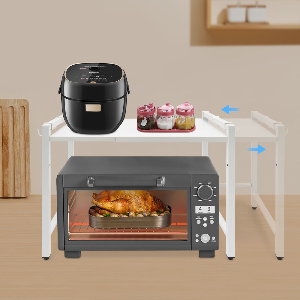 2 Tier Microwave Stand Adjustable Kitchen Shelf for Kitchen Countertop Organizer