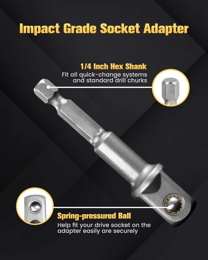 BOEN Impact Grade Socket Adapter Set, 6-PCS Drill Bit with 6PCS SAE