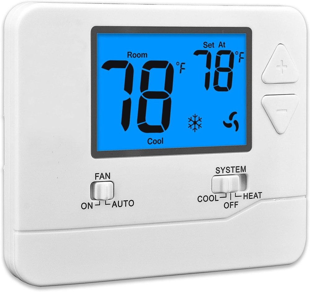 Reliable Non-Programmable Thermostat for Home with LCD Display & 5-Min Delay