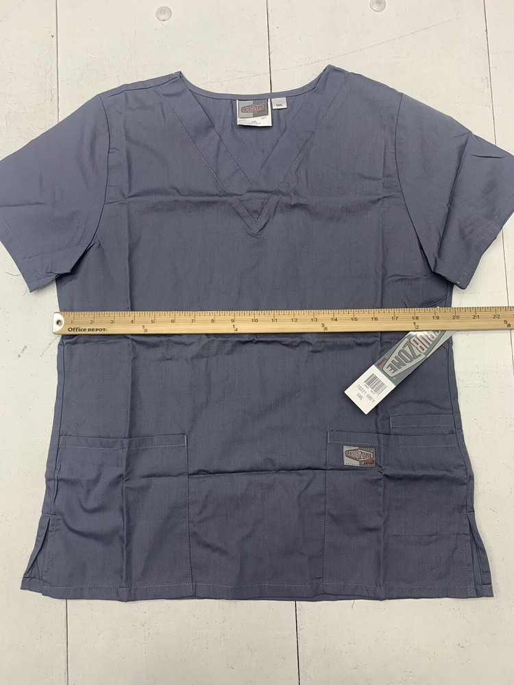 Scrubzone Womens Grey Short Sleeve Scrub Top Size Small
