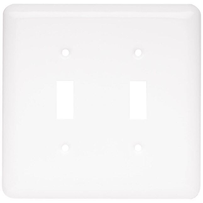 Stamped Round Double Switch Wall Plate- White