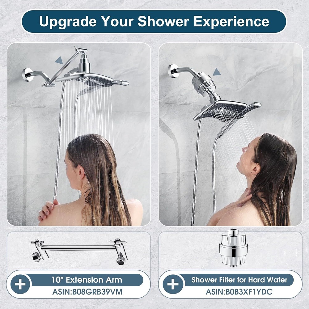 Dual Shower Head Combo Set, Handheld Showerhead Rainfall Shower Head Combo