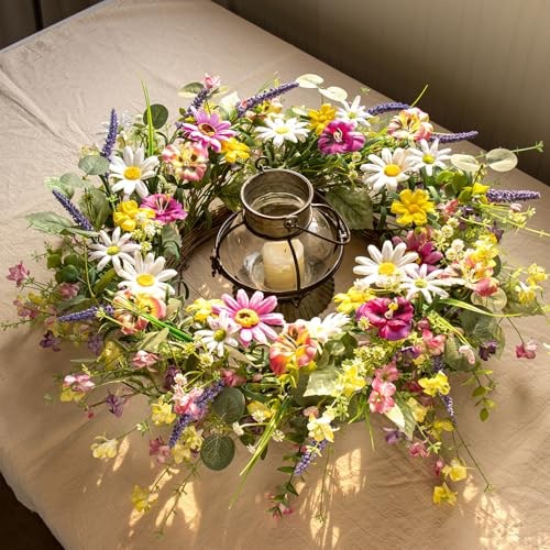 Artificial Spring Wreath 22 Inch Spring Wreaths for Front Door Springtime