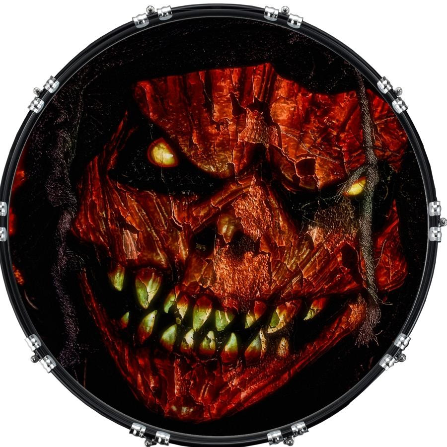 20" Custom Bass Kick Drum Front Head Graphic Graphical Orange Anger