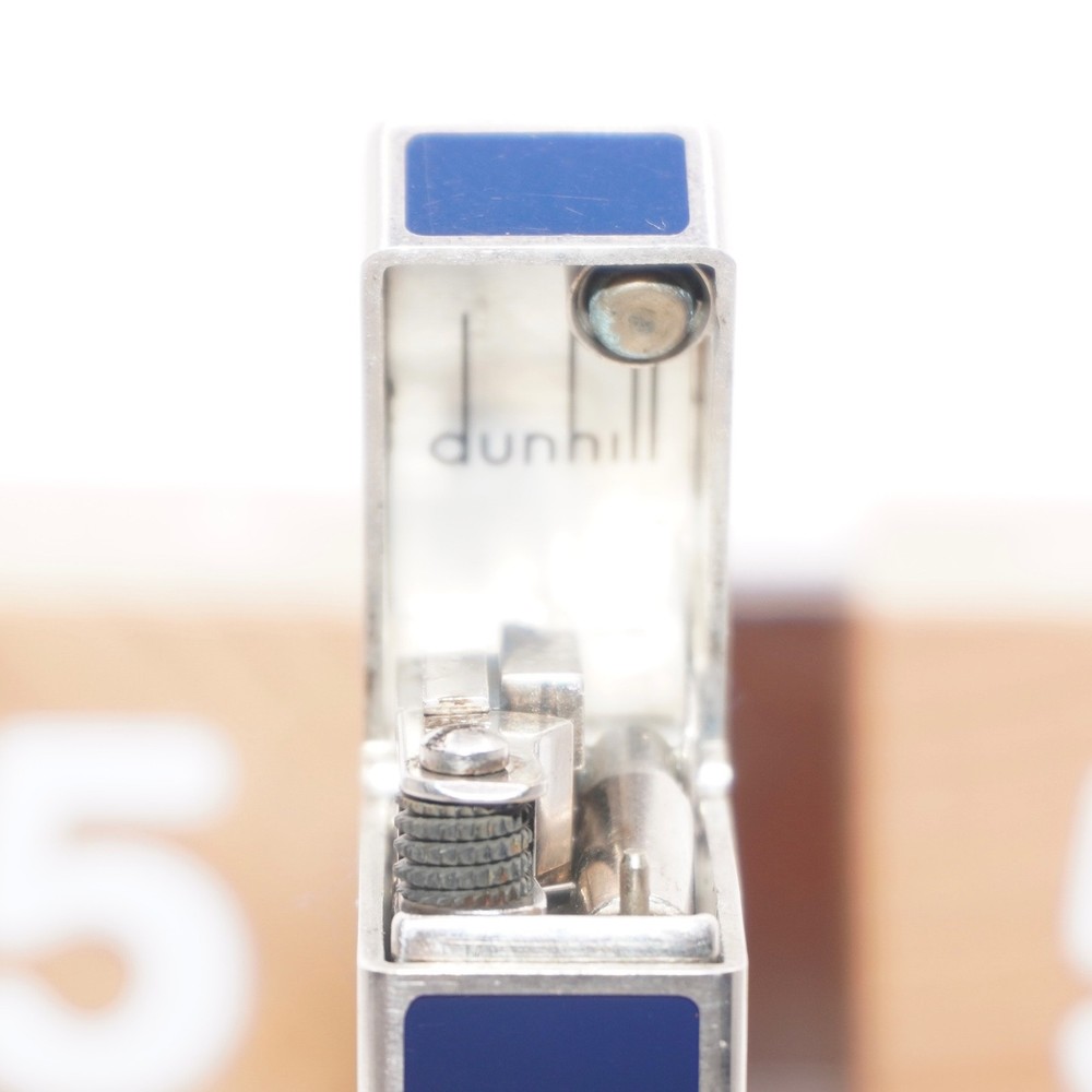 Dunhill Mini Lighter Silver & Blue Lacquer_Ultrasonically Cleaned_Working