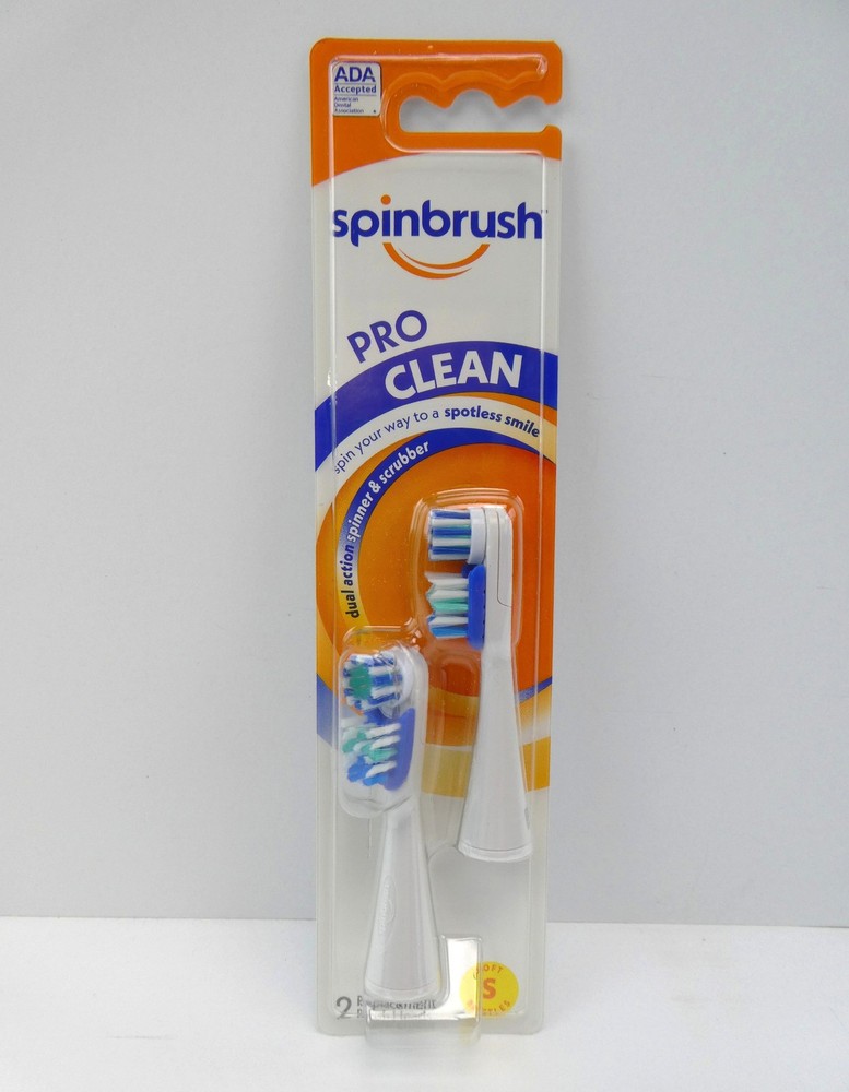 Spinbrush Pro Clean Replacement Brush Heads Soft Bristles 2-Pack