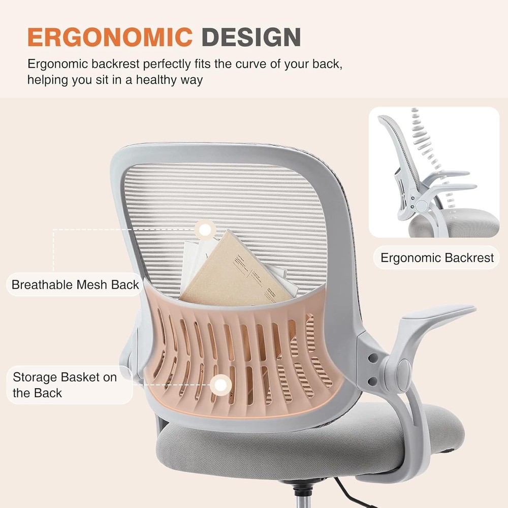 Office Computer Desk Chair, Ergonomic Mid-Back Mesh Rolling Gray