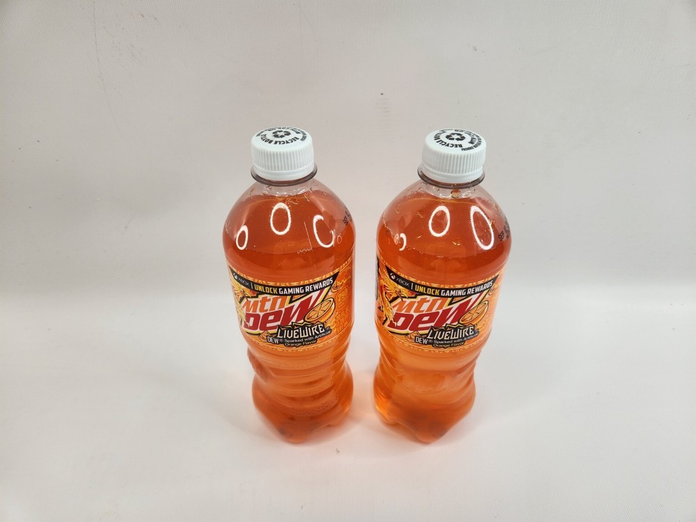 Mountain Dew LiveWire 2 Bottles New Unopened Orange Live Wire
