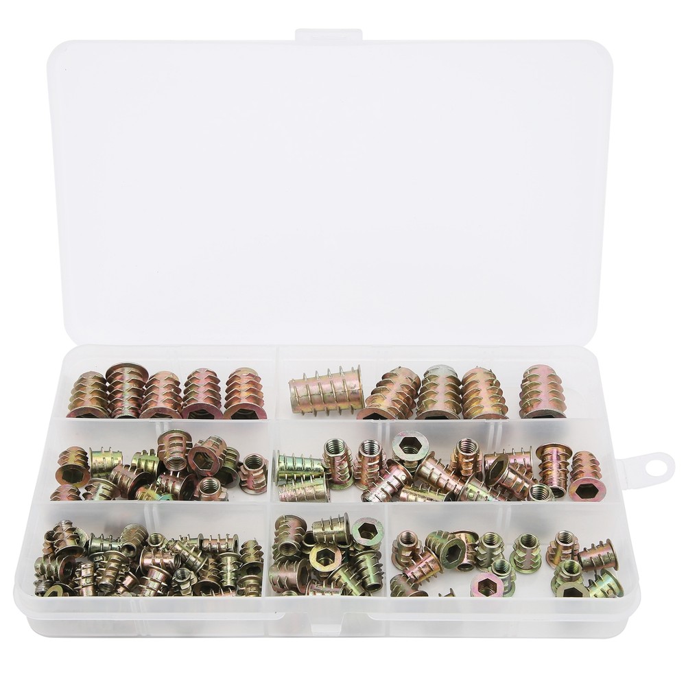 100Pcs Hex Socket Drive Insert Nuts Set Thread Screw Fasteners M4/M5/M6/M8/M10