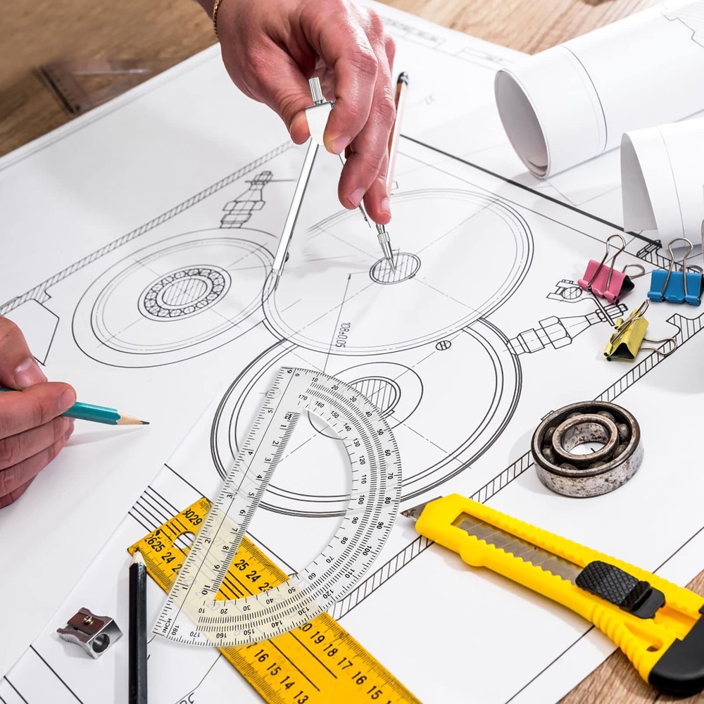 2 Pack Student Metal Compass Set for Geometry with Extra Lead Refills, Math...