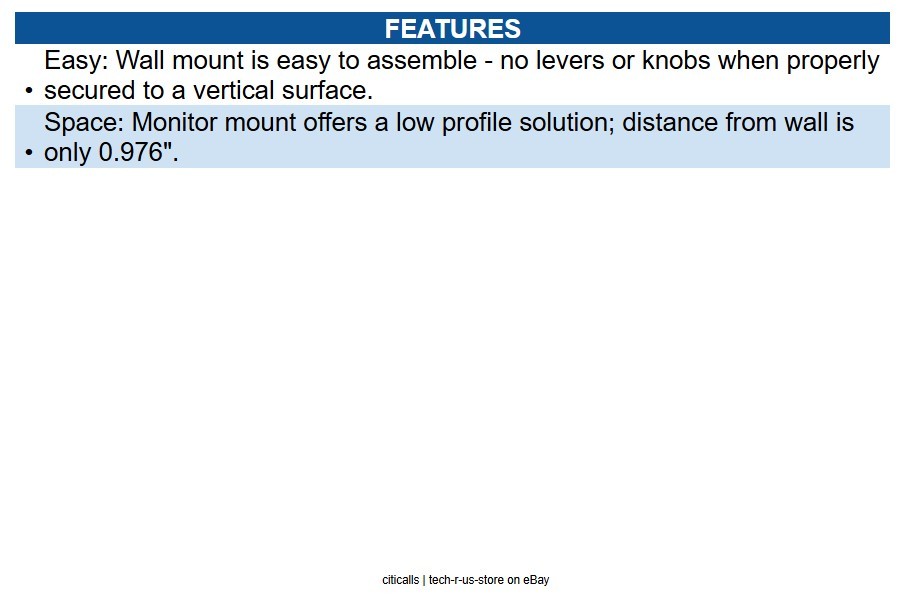 HAT Design Works 9135-603 Compact Low Profile Wall Mount