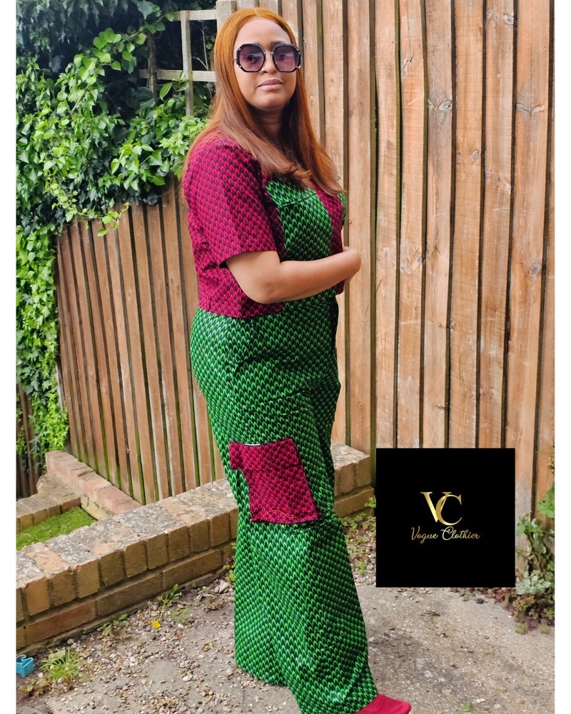 Ankara Two Piece Crop Top With Cargo Trousers