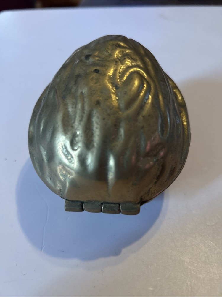 Vintage Walnut Shaped Solid Brass Nut Cracker Hinged Large 5” & Heavy Duty EUC