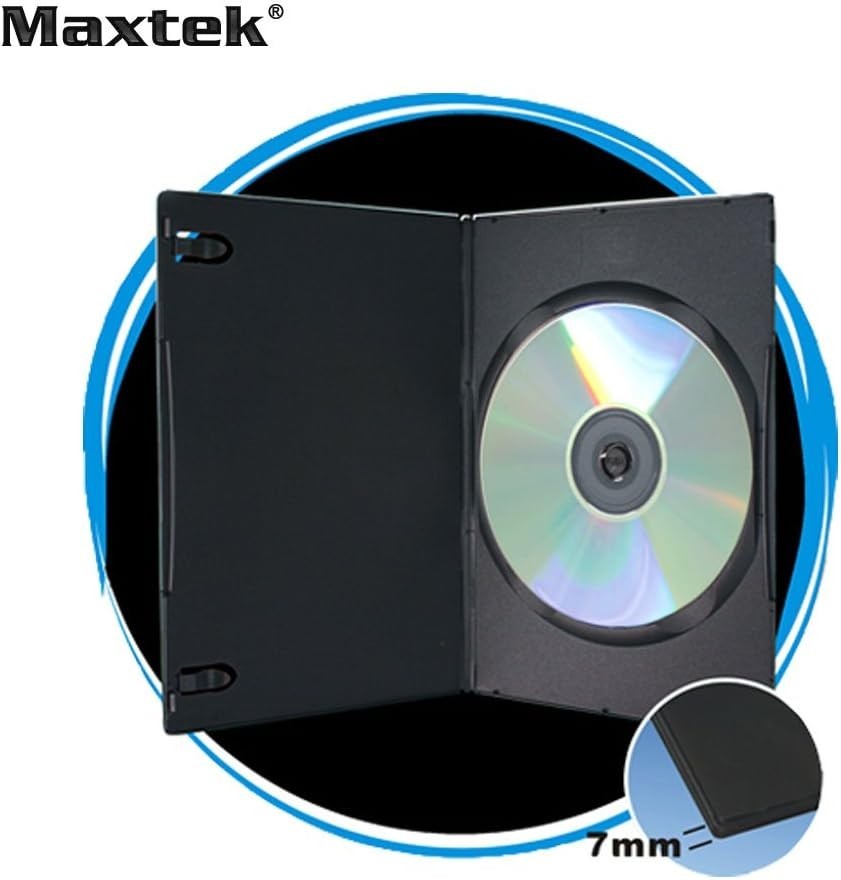 7mm Slim Black Single CD/DVD Case, 100 Pieces Pack.