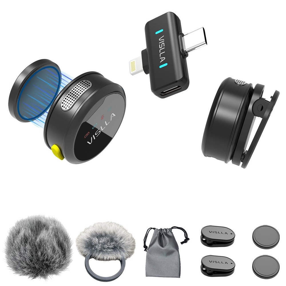 Mini Microphone for iPhone & Android, Furry Windscreen, Noise Cancelling Wire...