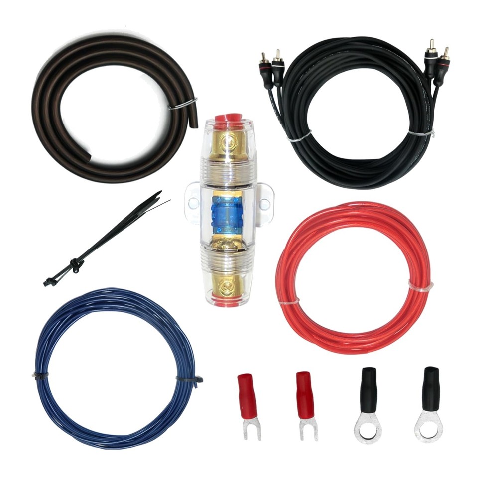 10 Gauge Amplifier Wiring Kit - Includes RCA, Fuse, and Easy Install Features