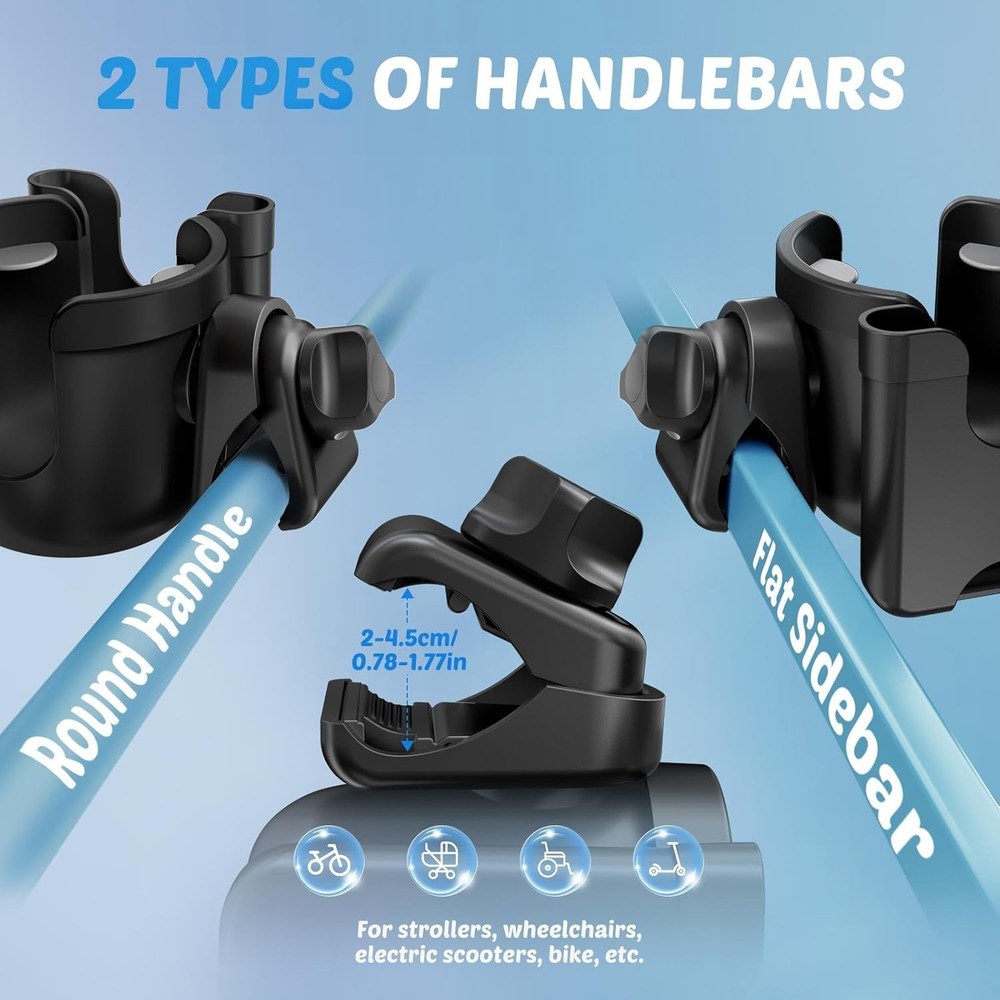 Cup Holder for Walker: Stroller Cup Holder Attachment with Phone Holder, Whee...