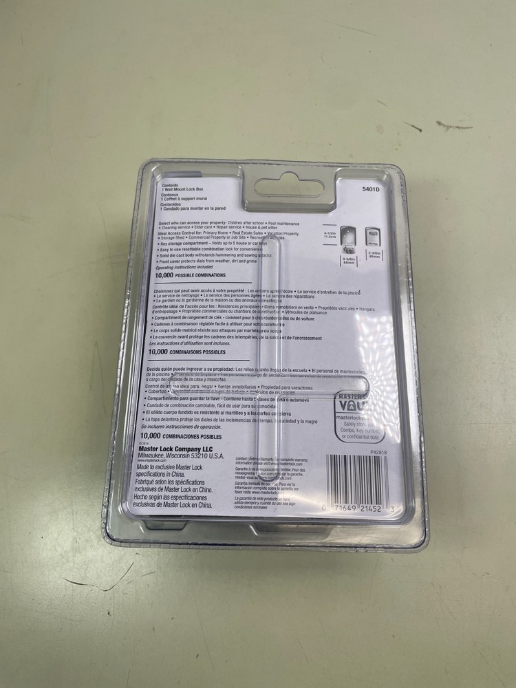 Master Lock Combination Wall Mounted Lock Box Resettable Combination Model 5401D