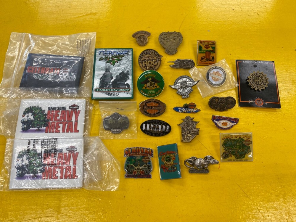 Vintage Harley Davidson Hat Pins HOG Biker Run Motorcycle Owner's buttons lot