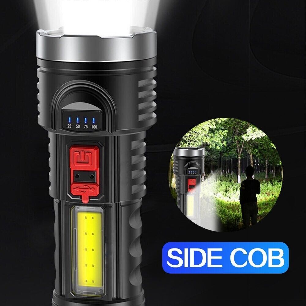 Super Bright LED Torch Tactical Flashlight Lantern USB Rechargeable & Battery