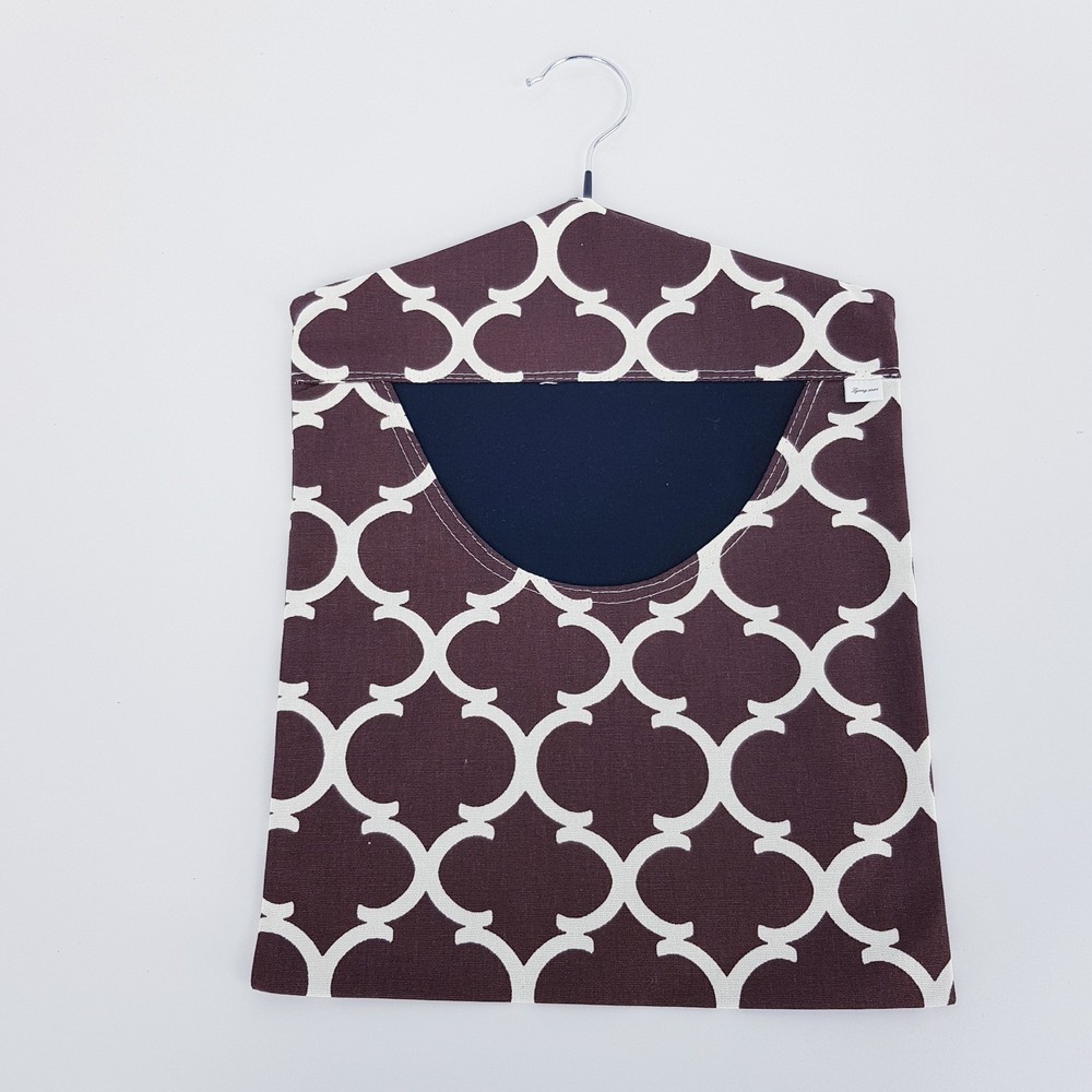 Peg Bag Handmade Brown White Patterned Lined Laundry Clothes Peg Holder