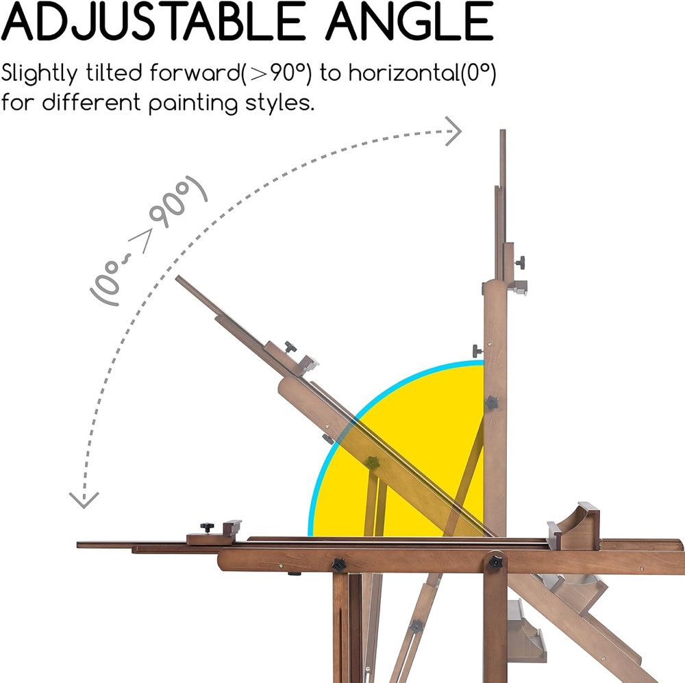 Extra Large H-Frame Studio Easel - Solid Beech Wooden Artist Professional Heavy-
