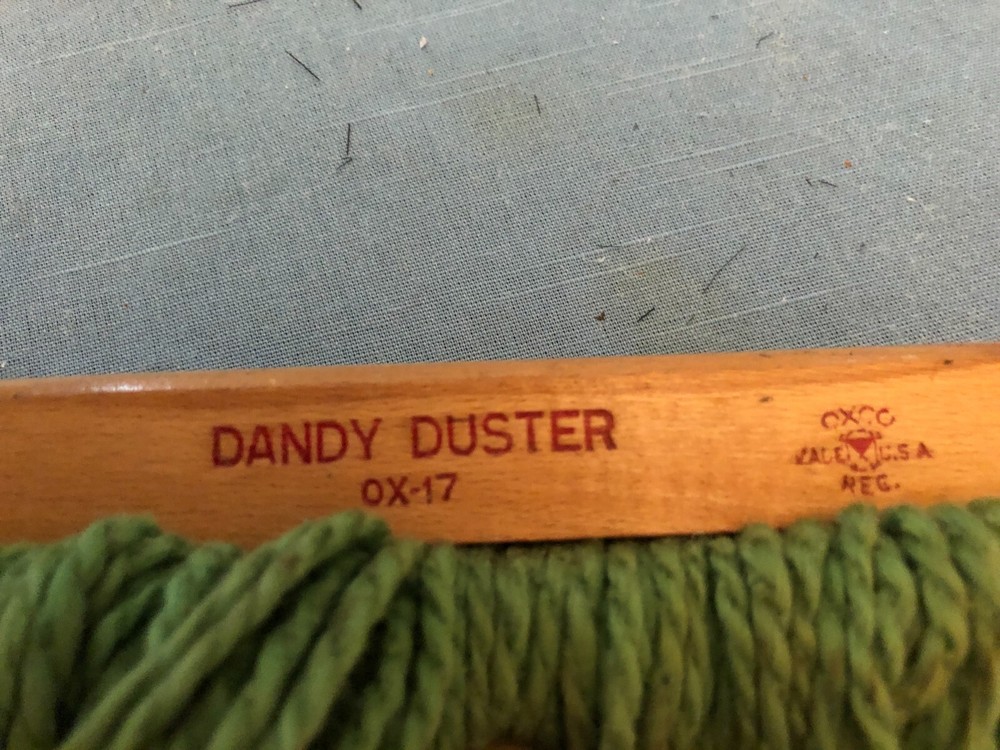 Vintage Dandy Duster with wood handle Green duster