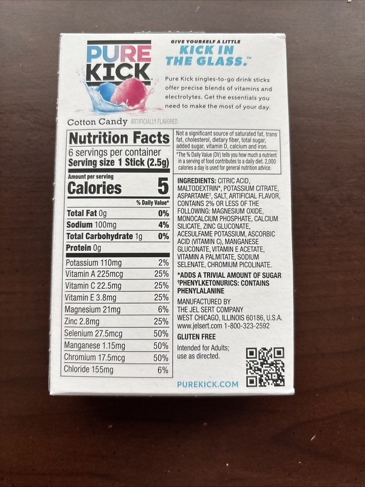 2 Cotton Candy Drink Mix Zero Sugar Singles Go Pure Kick