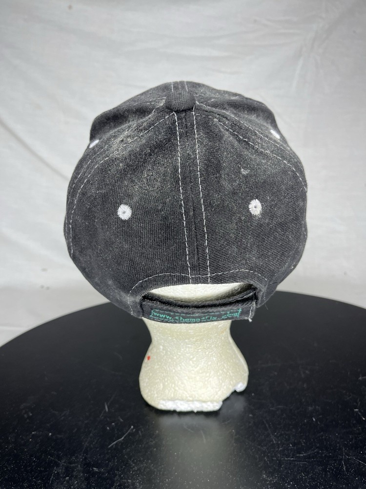The MATRIX Reloaded Black Baseball Cap w White Stitch + Adjustable Strap Used