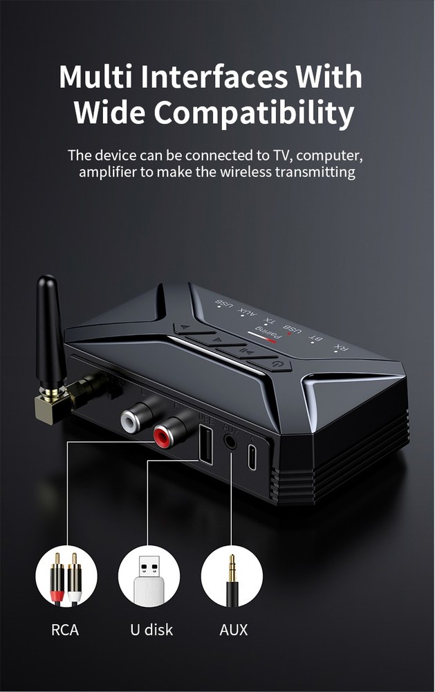 Bluetooth 5.1 Audio Transmitter&Receiver 2 in1 Adapter RCA/AUX