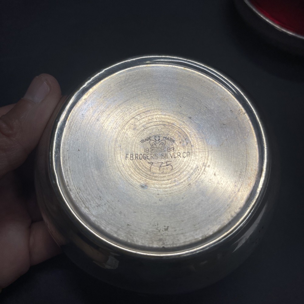 F.B.Rogers Silver Co 775 Ashtray Coasters (2) Ruby Red 1883 Trade Mark