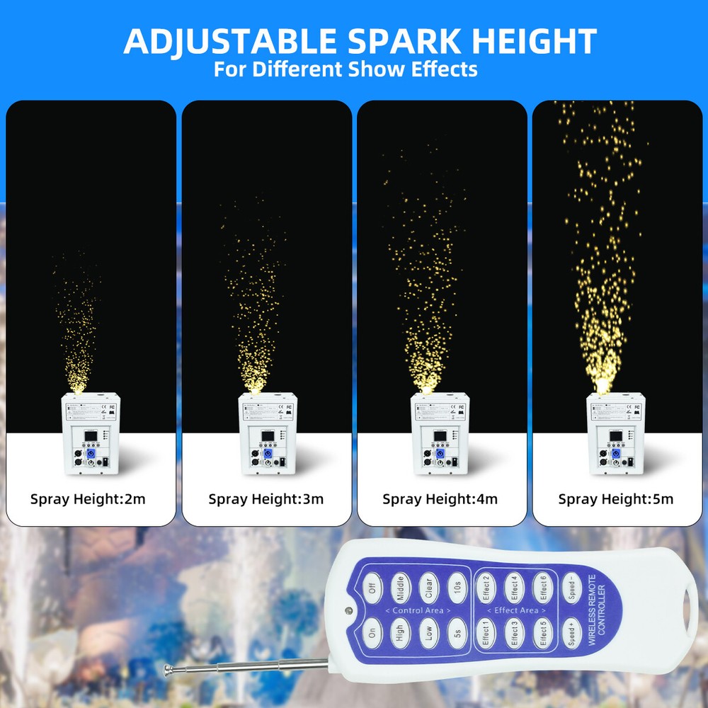 2 Packs 750W Cold Spark Machine Stage Effect Firework Machine DJ Event Wedding