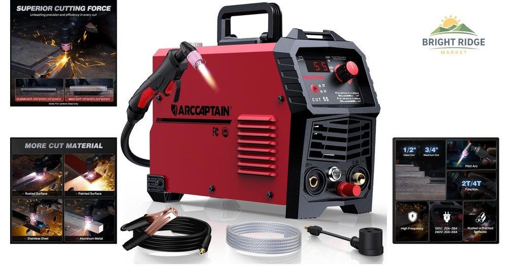 55A Plasma Cutter with Non-Touch Pilot Arc and Dual Voltage Capability