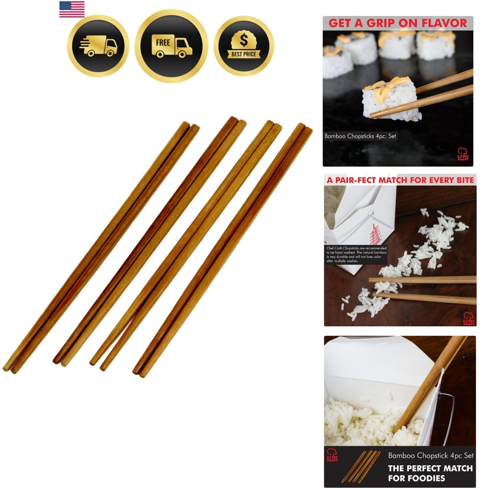 Select Bamboo Chopsticks 4 piece set, Natural