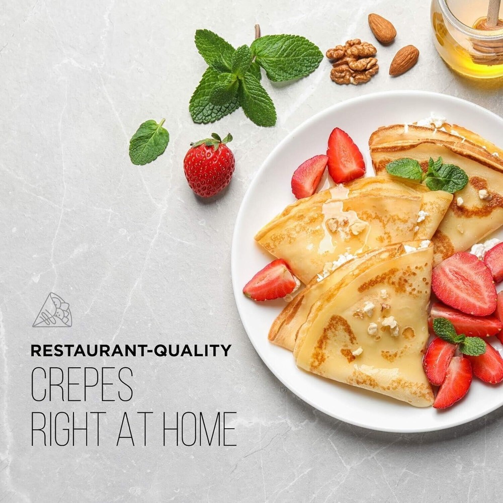 Electric Crepe Maker & Griddle, Precise Temperature Control Skillet for Perfect