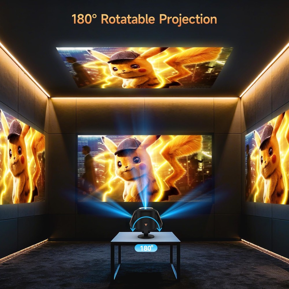 Mini Projector with WiFi and Bluetooth, Portable Projector Native 1080P Suppo...
