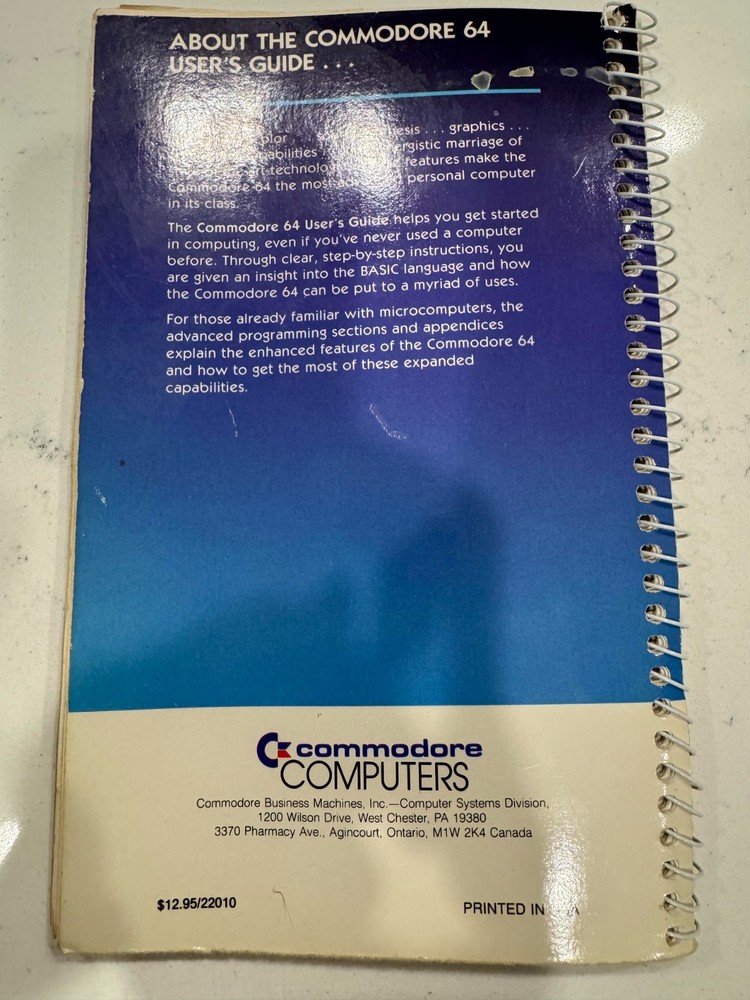 Commodore 64 User's Guide 1st Edition Eighth Printing 1984 Computer Guide