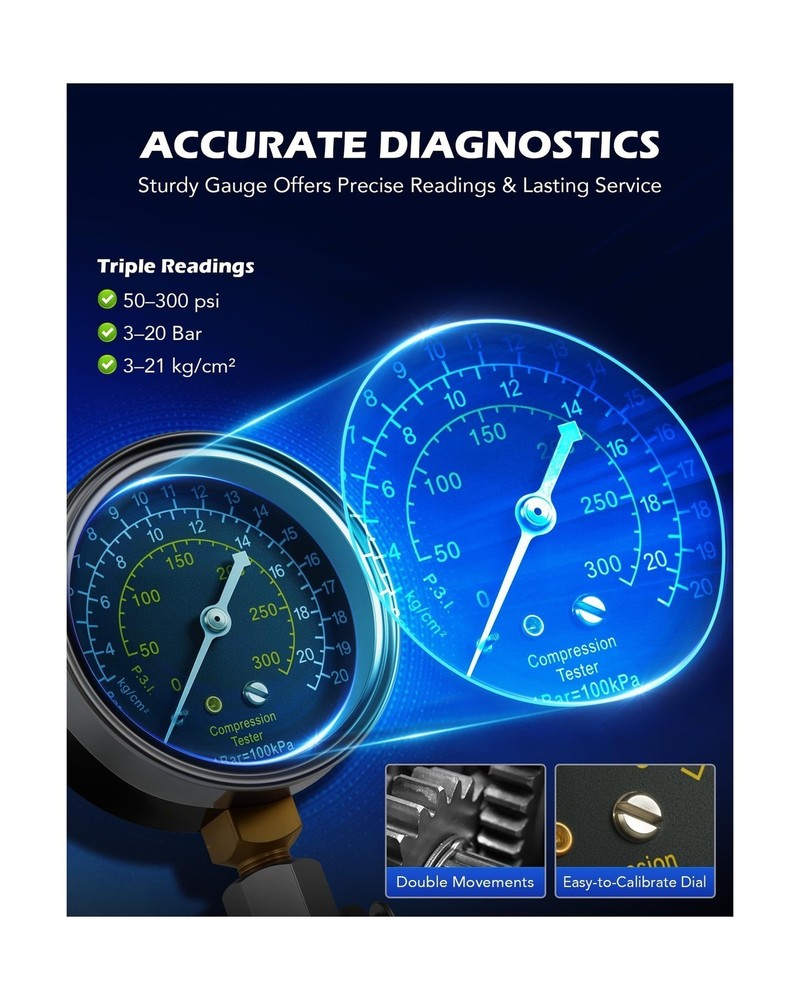 Orion Motor Tech Engine Compression Tester Kit, 11 pc Cylinder Compression Te...