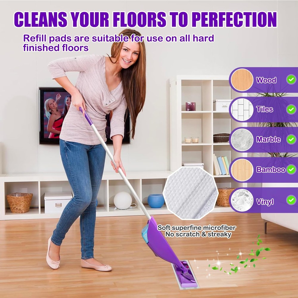 Multi Surface Mop Pads, 20 Pack, Absorbent, Purple