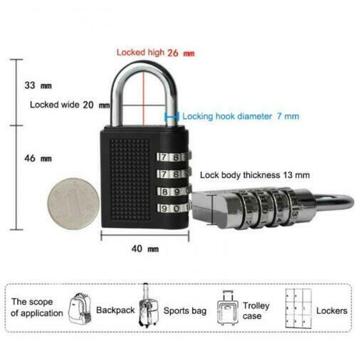 Combination Lock Resettable 4-Digit Anti Rust Weatherproof Padlock