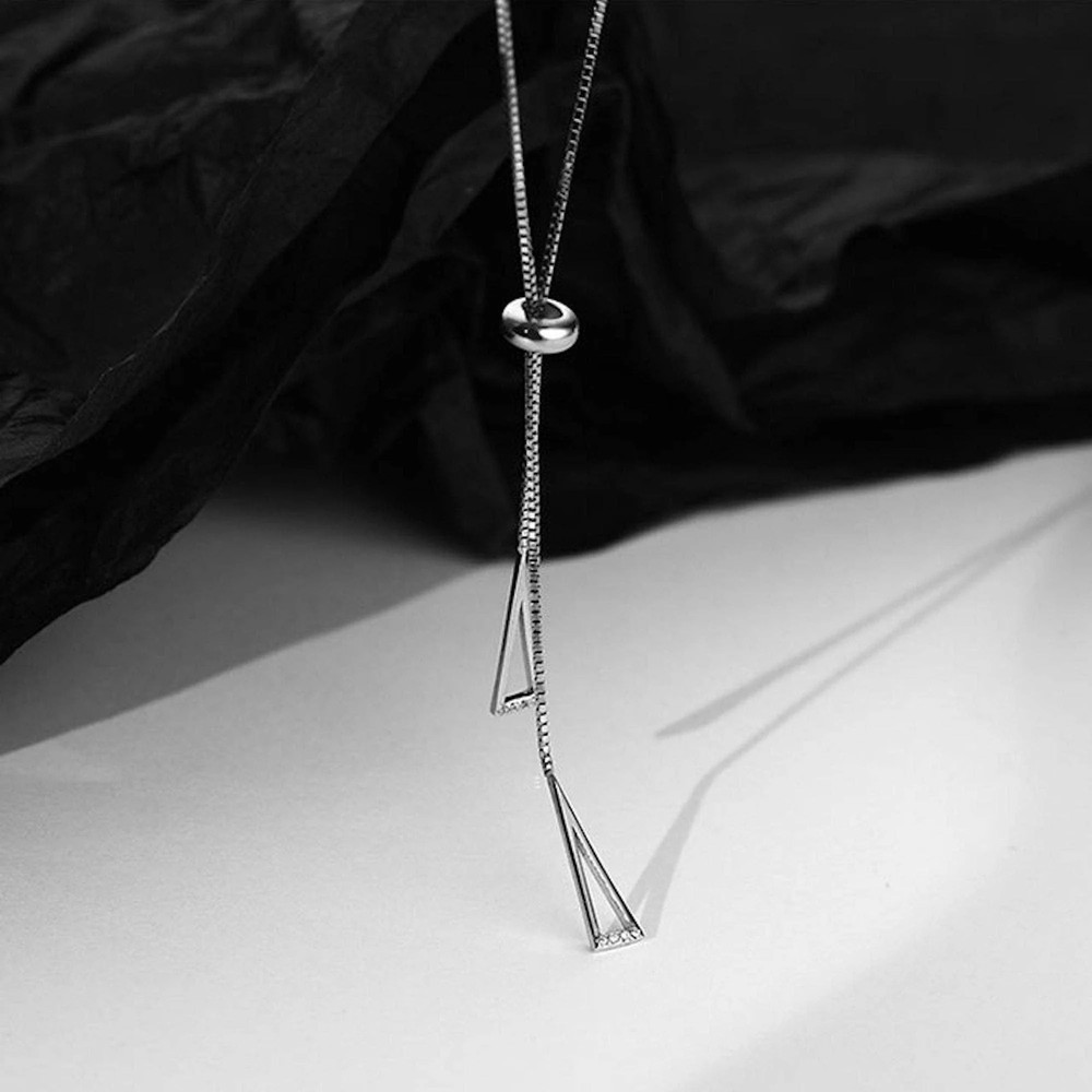 Sterling silver Geometric triangle pendant necklace