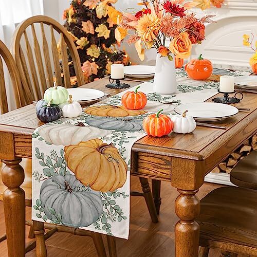 Fall Table Runner, Fall Decorations for Home Pumpkin Fall Runner 13'' x 72''
