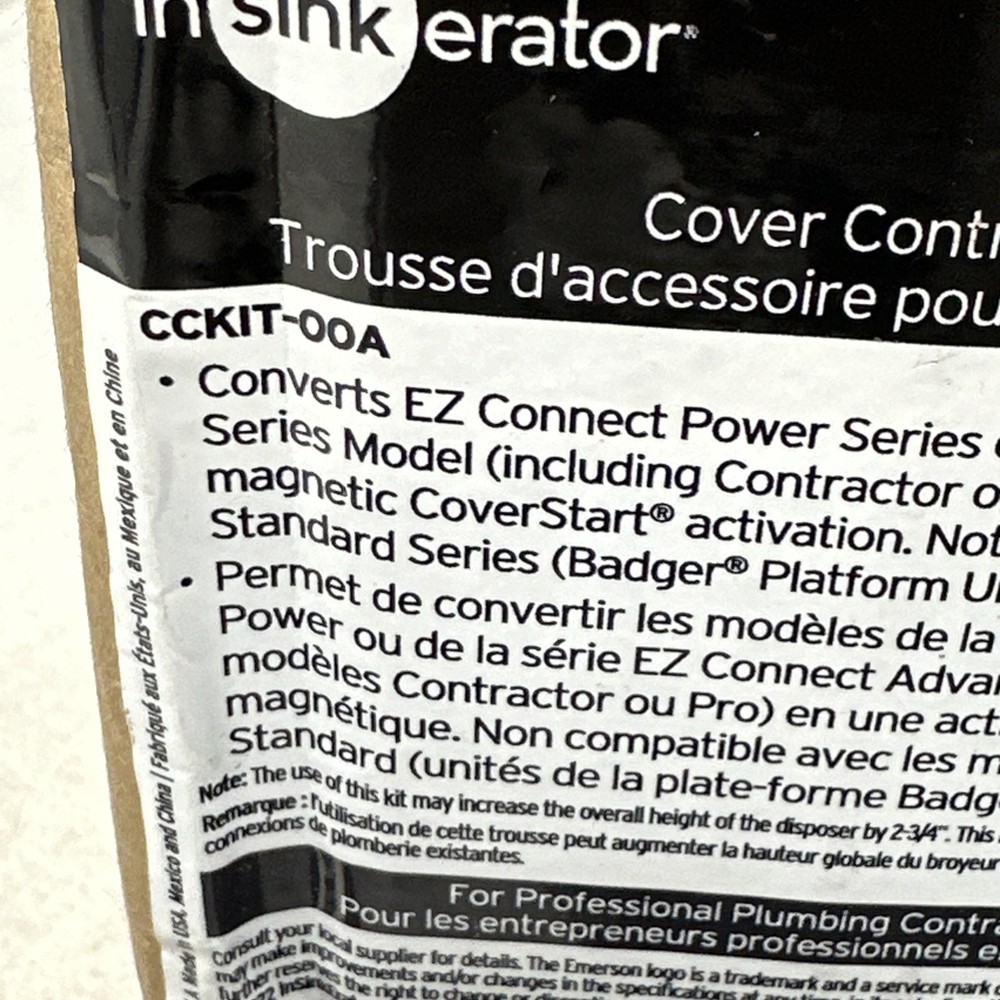 InSinkErator CCKIT-00A Evolution Batch Feed Adaptor Cover Control Kit, Black