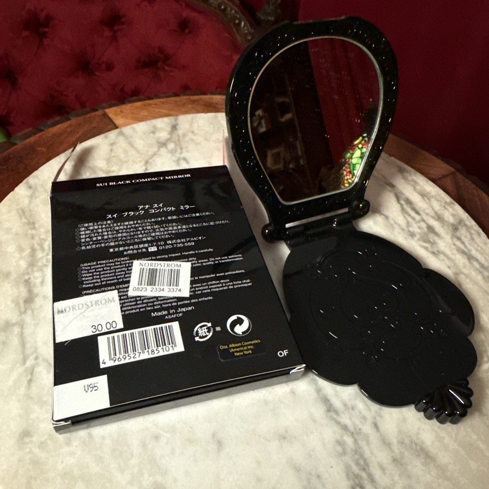 ANNA SUI - Black Collectible Accessory Compact Mirror NIB
