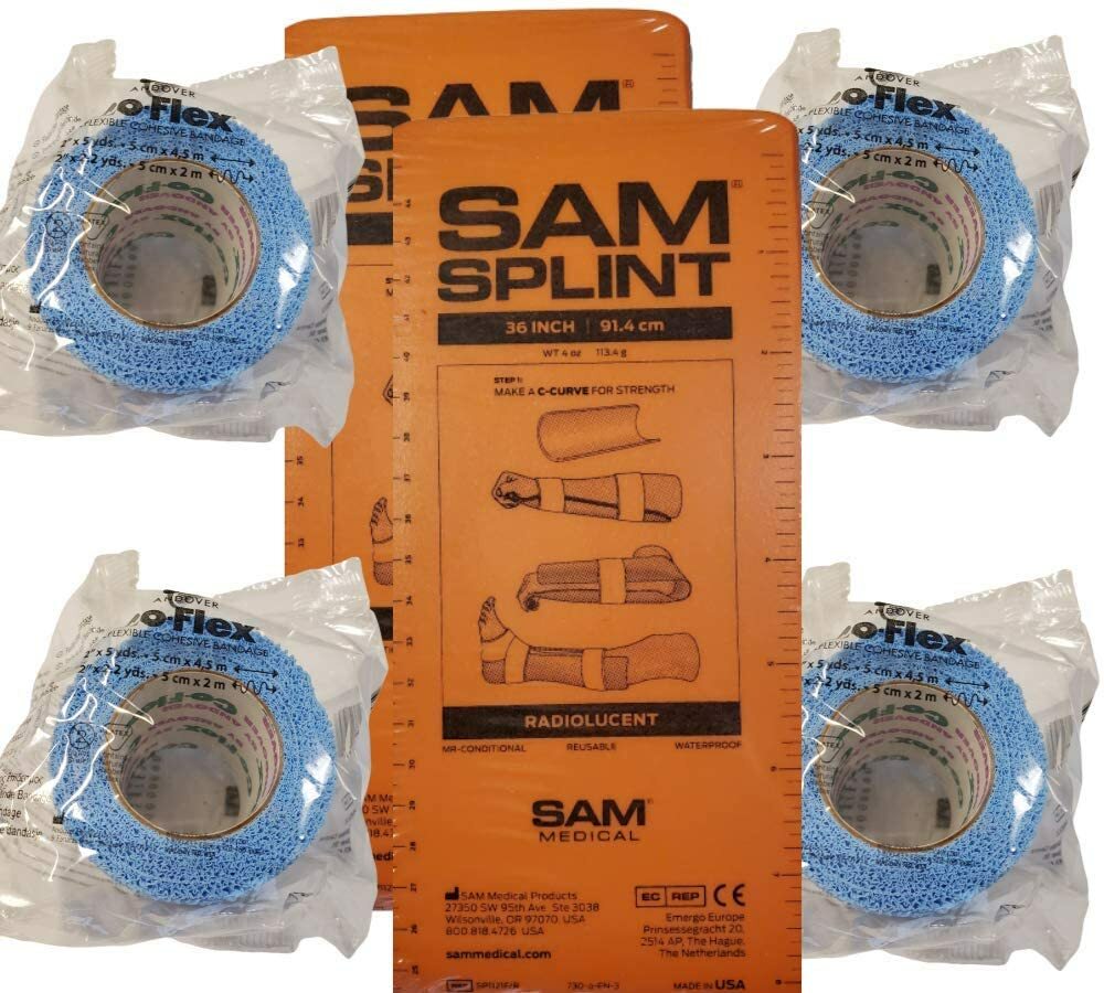 SAM Splint Kit - 36" Flat SAM Splints & 2" x 5yds Cohesive Wraps