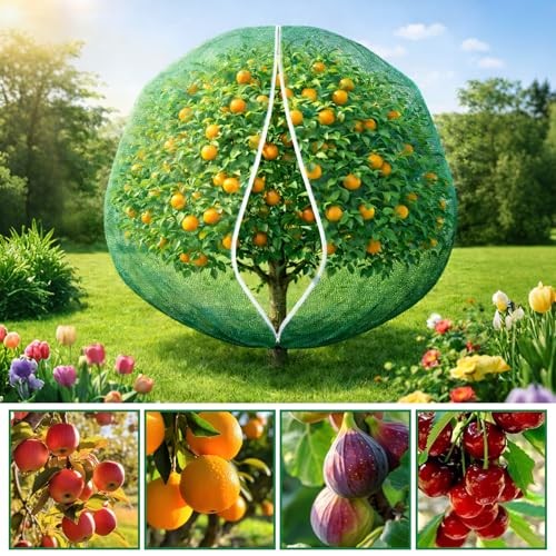 2 Pack Fruit Tree Shade Netting with Zipper & Drawstring, 50% 7.5 × 7.4 ft