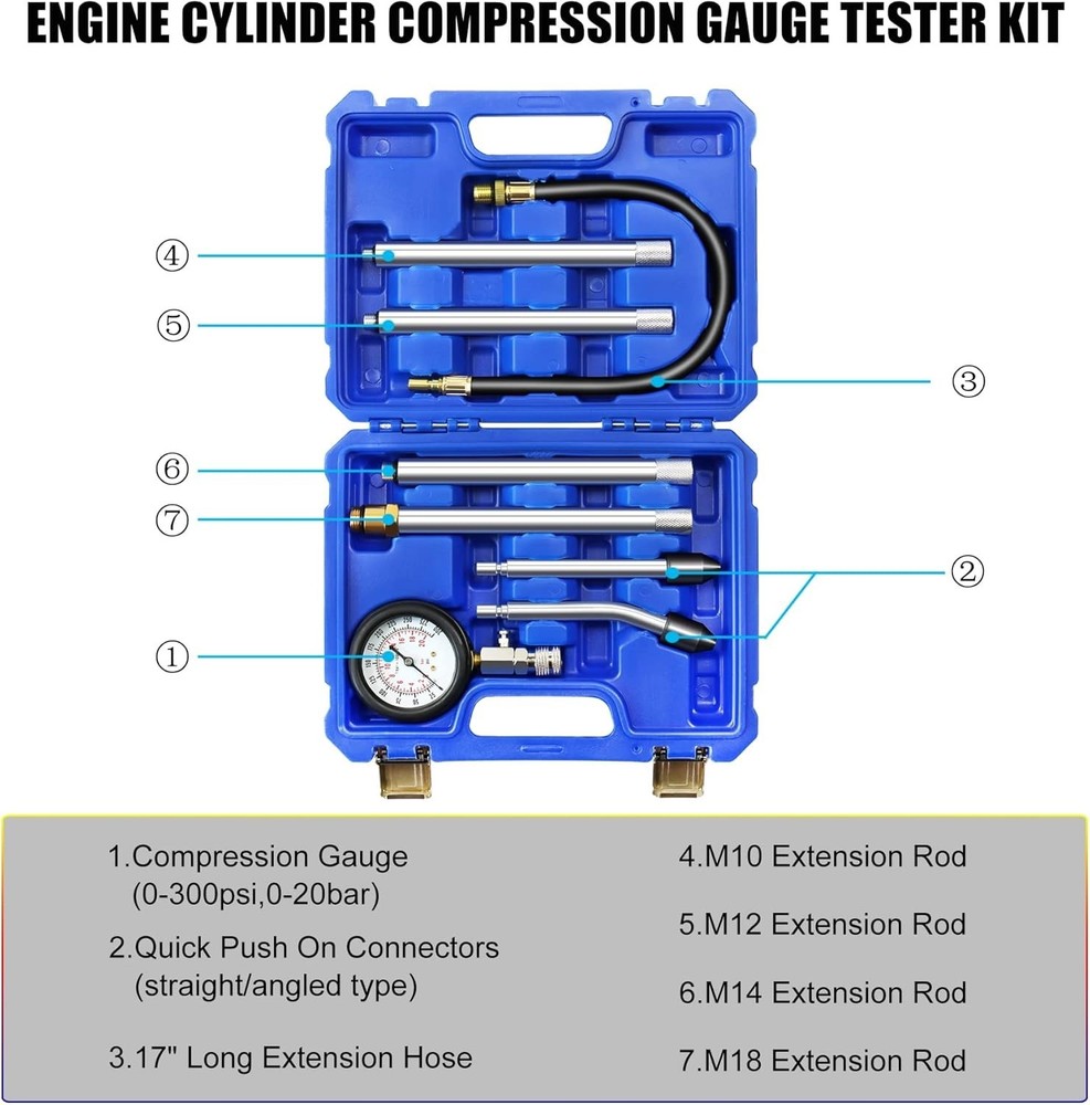 Cylinder Compression Tester with Extensions
