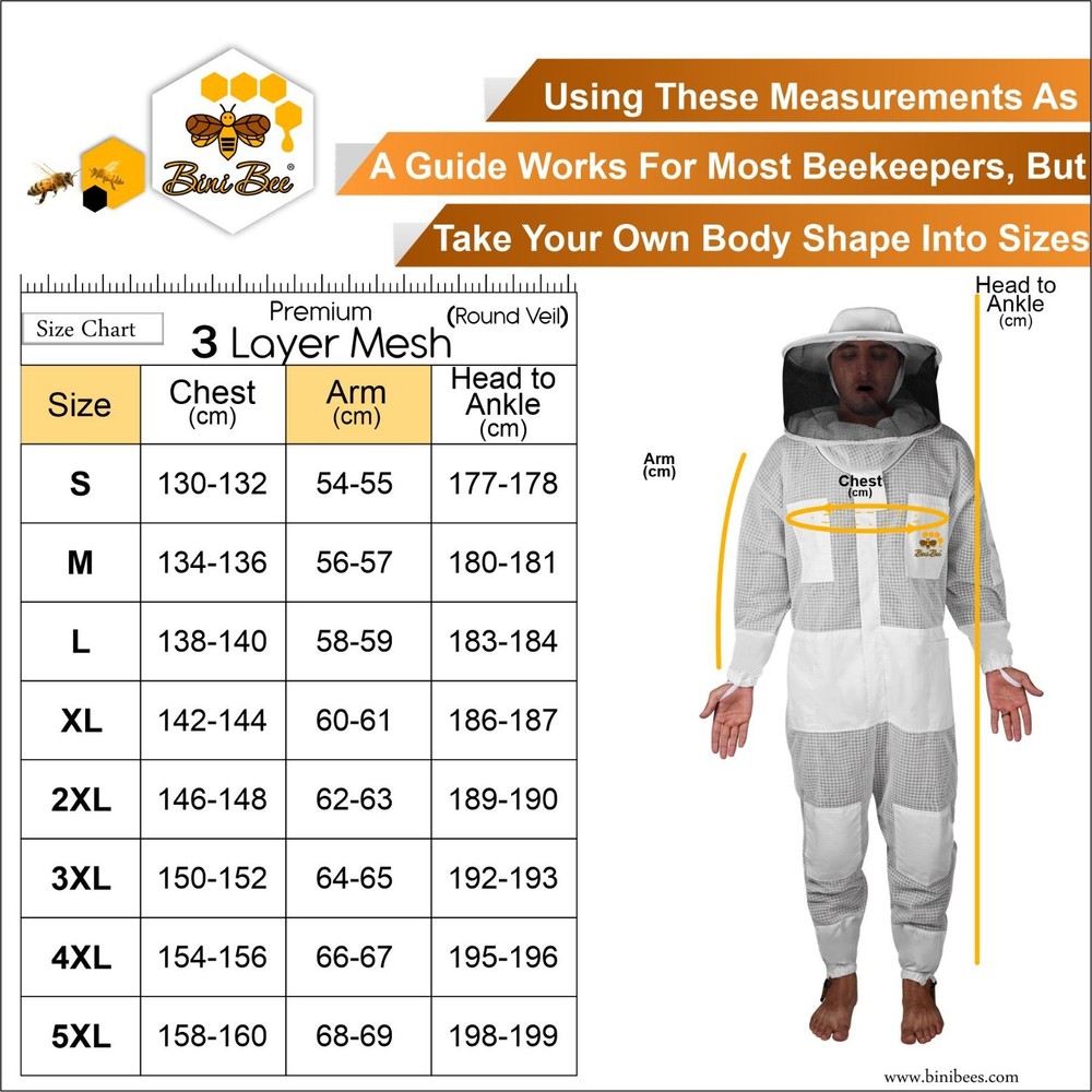 Beekeeping Premium 3 Layer Beekeeping Suit USA-BINI BEES