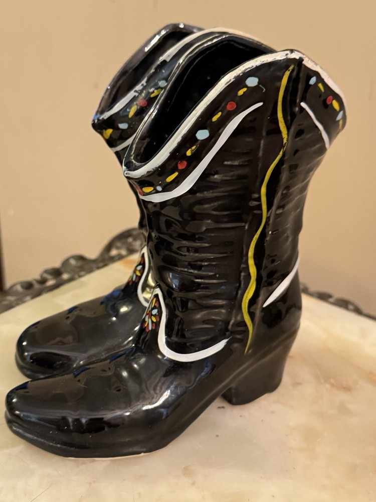 Vintage mccoy Black Boots Ceramic